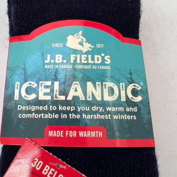New J.B. Fields Socks Hiking Size L 8 - 12 Dark Blue Icelandic Merino Wool -30 - Picture 3 of 8